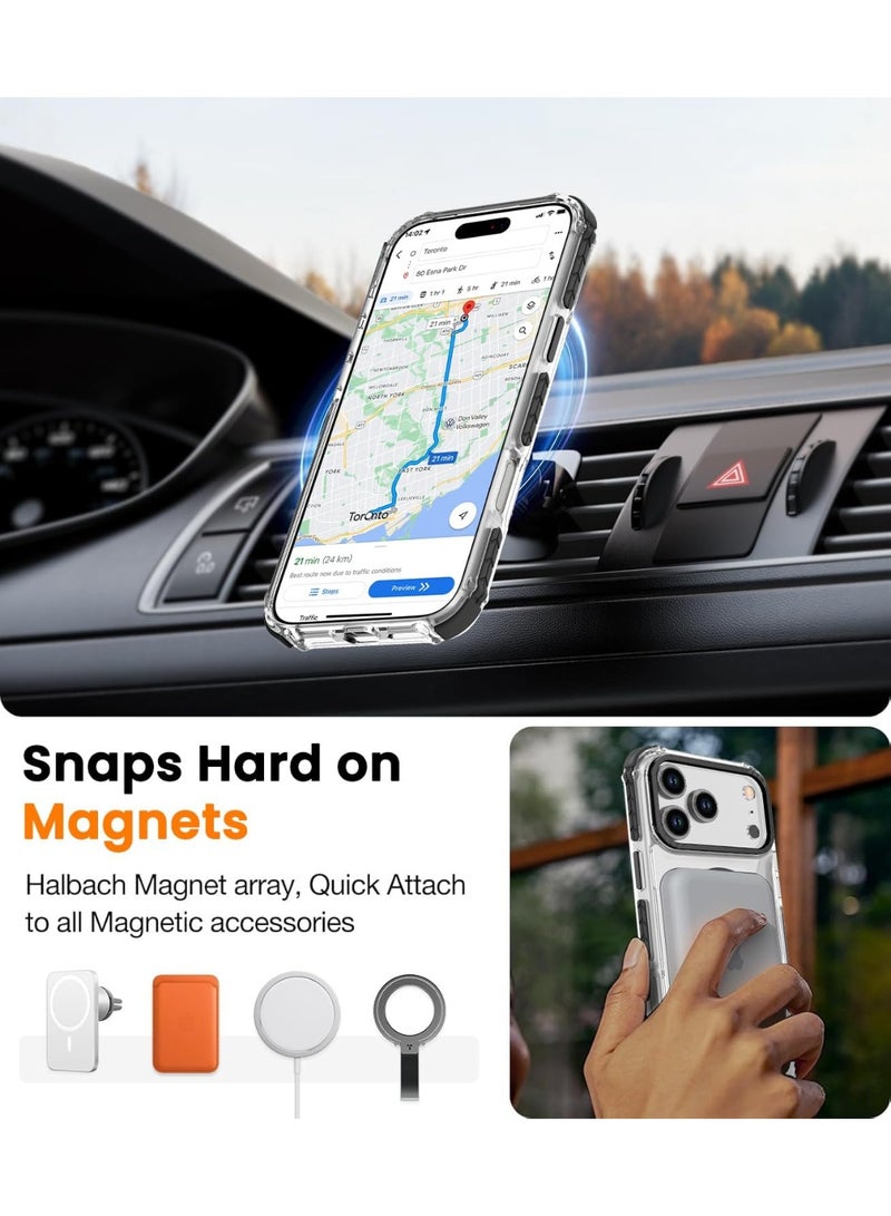 HaDoii Strong Magnetic Case for iPhone 17 Pro Max 6.9-Inch,[Compatible with Magsafe] [Aluminum Camera Frame] Clear Slim Shockproof Protective Phone Cover-Transparent+Black - Image 5